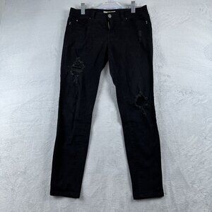 YMI Skinny Jeans Womens Size 11 WanaBettaButt Distressed Mid Rise Stretch Black